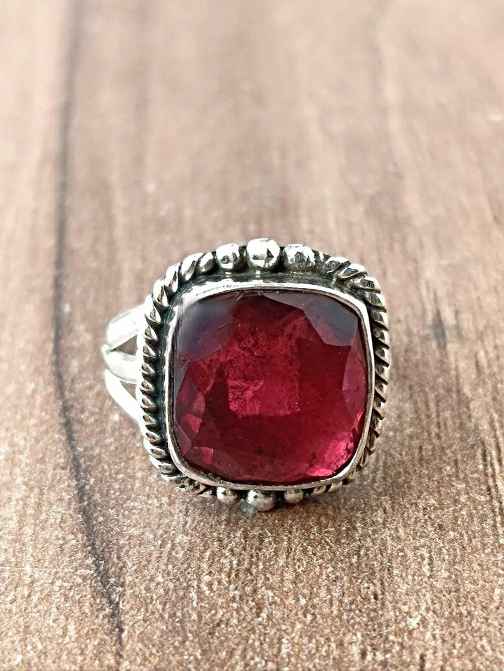 Sterling Silver Garnet Ring